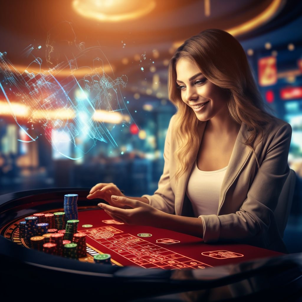 Antarmuka permainan live blackjack NetEnt dengan dealer dan pemain di meja